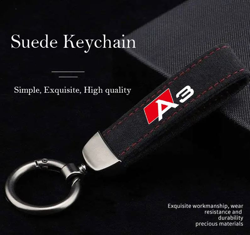Black and red suede car keychain/key ring/horseshoe buckle accessory for Audi for A6 .