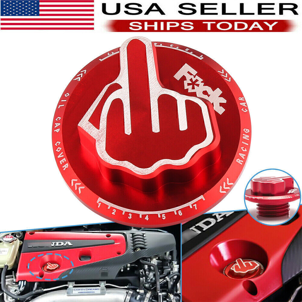 JDM Screw-In Middle Finger Oil Filler Tank Cap Valve Cover Red for Honda for Acura
