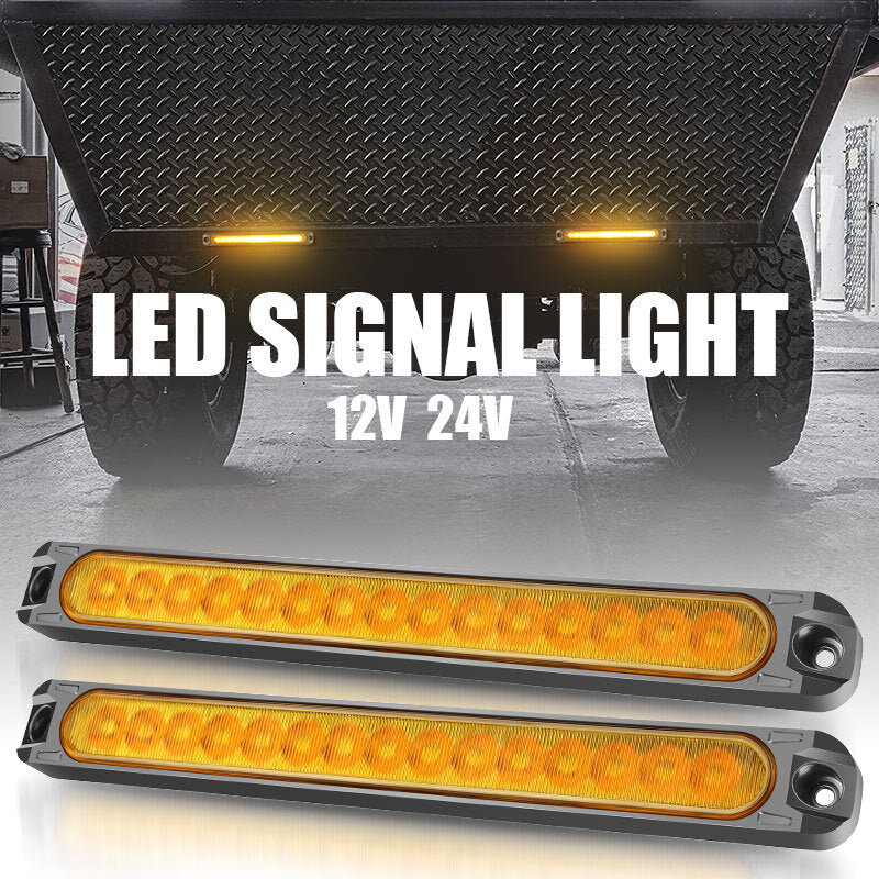 2X 10 Yellow 15LED Trailer Truck RV Stop Flowing Tail Rear Brake Turn Light Bar