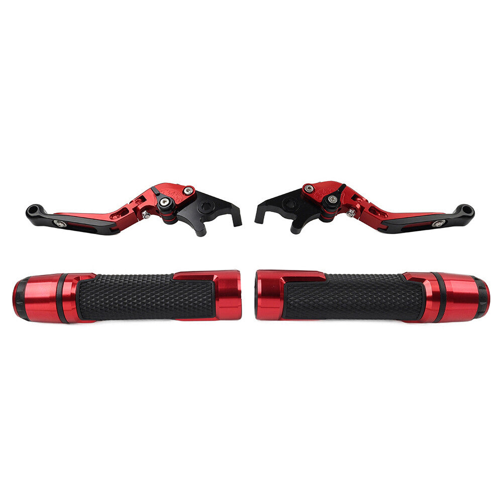 Fold Extendable Brake Clutch Levers Handlebar Grips Set for Honda CBR600RR red