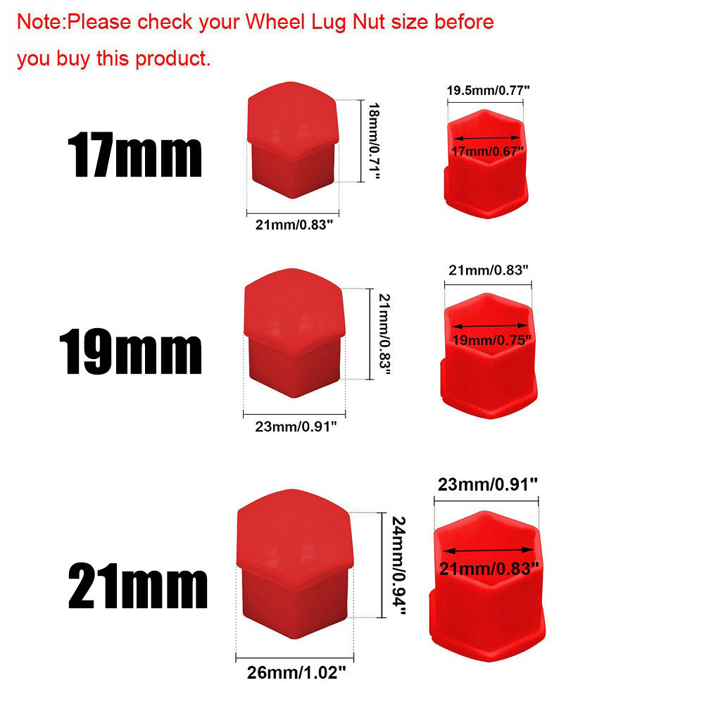 24pcs Red Car Wheel Nut Lug Cover Auto Hub Screw Caps Bolt Rims Tire Tool