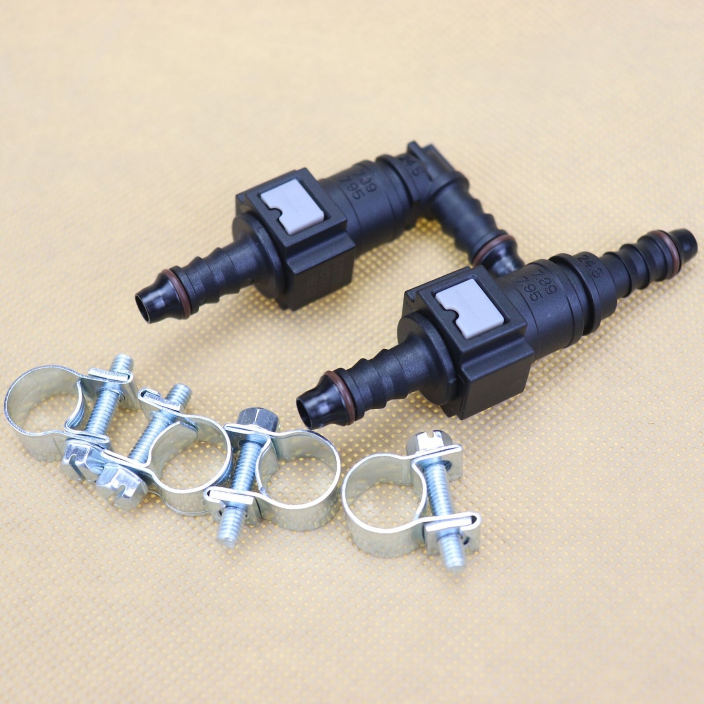 2 sets of 1/4-inch SAE to 1/4-inch automotive nylon fuel line hose quick-release connectors