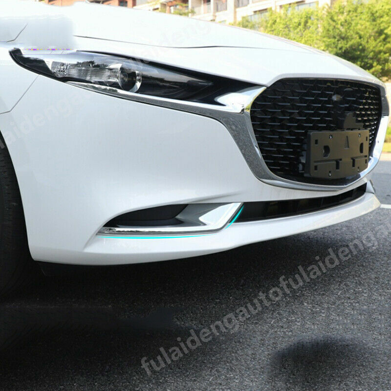 Car Front Bumper Fog Light Cover Chrome Strips Trim for Mazda 3 Axela 2019-2023