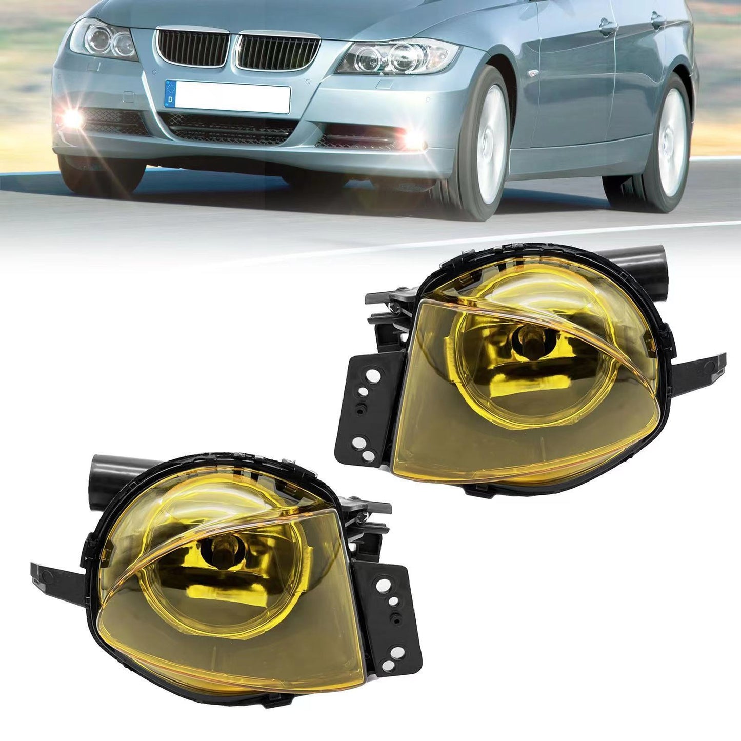 Two-pack of yellow fog lights suitable for BMW 3 Series E90 323i 325i 325xi 328i 330xi (2006-2009)