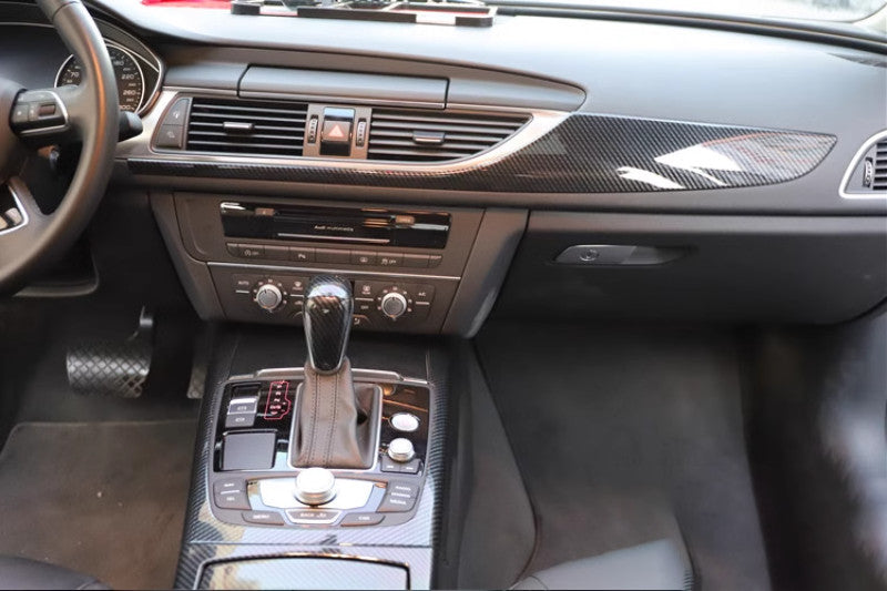 for Audi A6 2012-2018 ABS Carbon Fiber Inner Console Instrument Strip Cover Trim