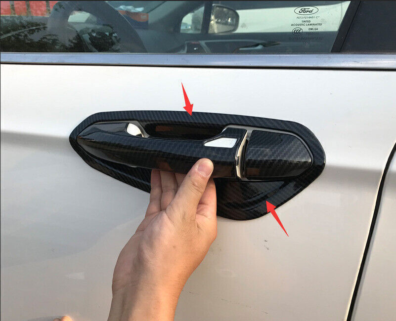 8X Carbon Fiber Look Outside Door Bowl Cover Trim for Ford Mondeo Fusion 13-2020