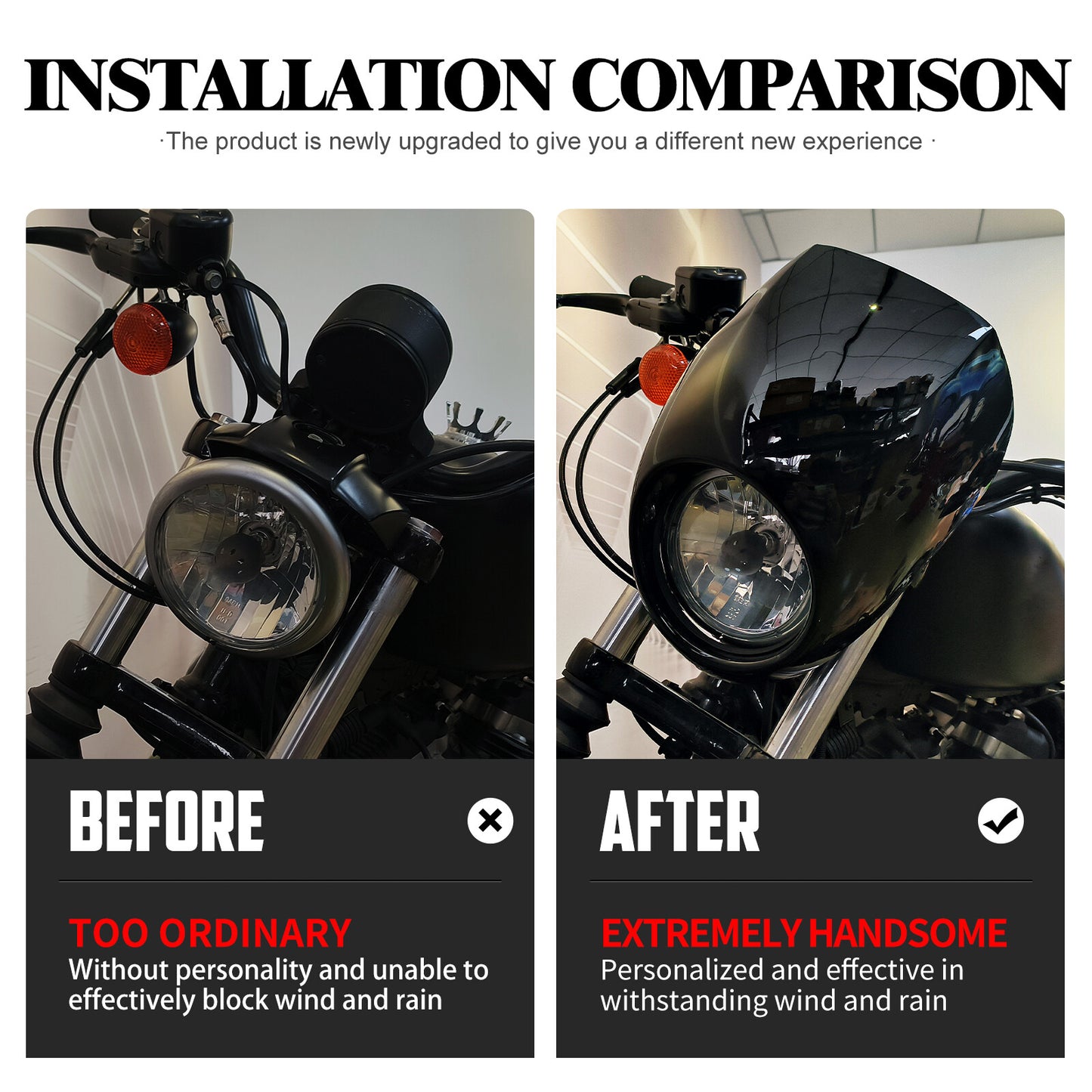 Gloss Black Front Headlight Fairing Cowl Cafe Racer for Harley Sportster Dyna FX