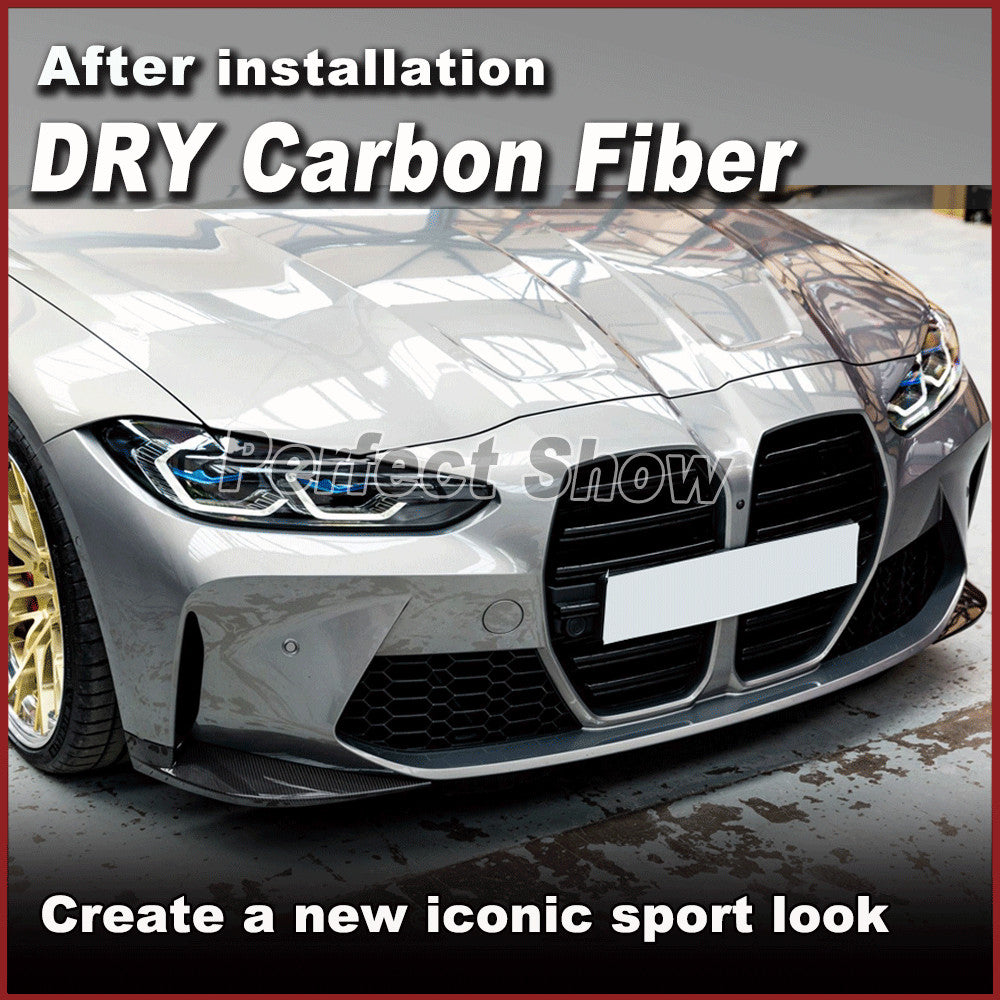 for BMW G80 M3 G82 M4 2021-2023 Dry Carbon Front Bumper Splitters Canards Fins