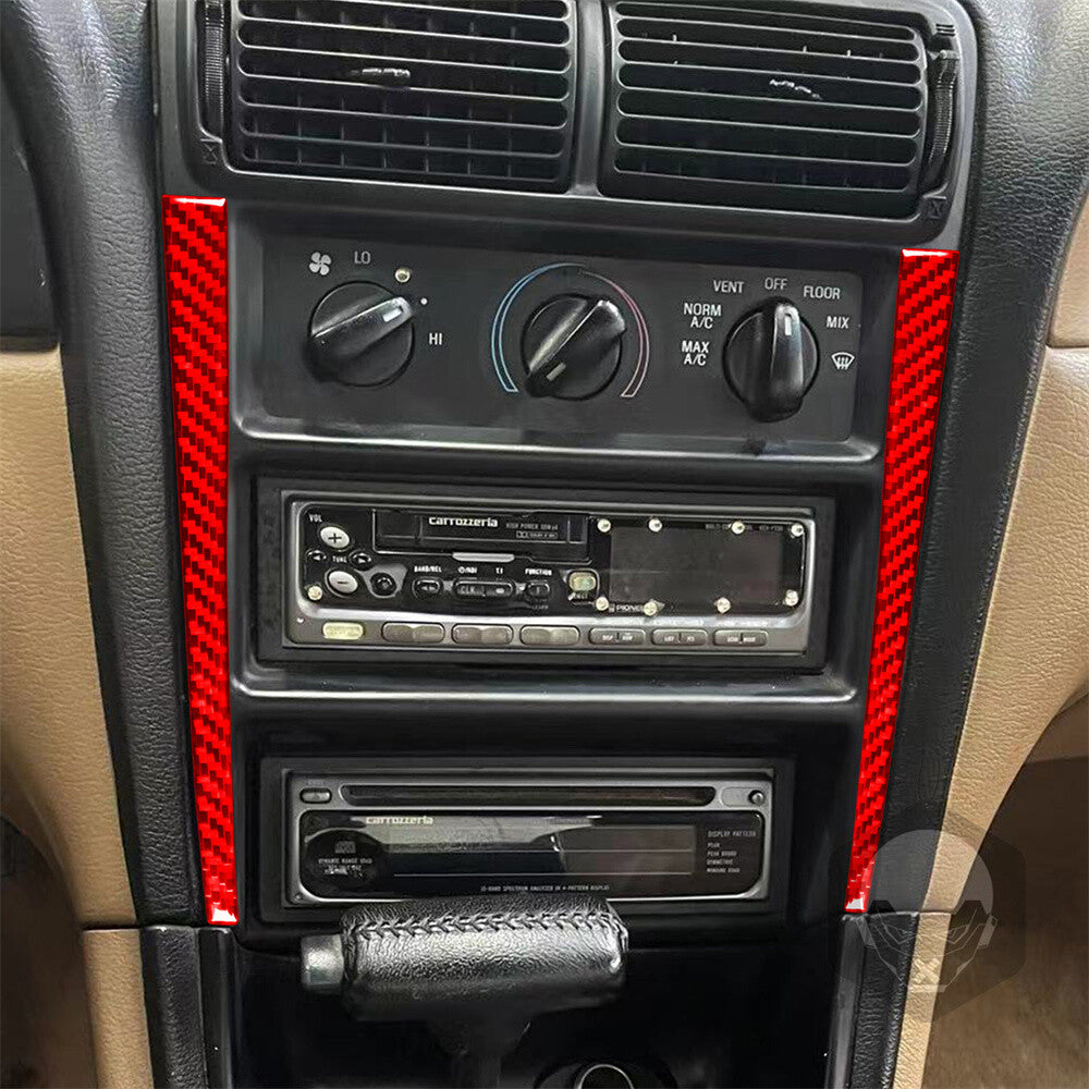 Red Carbon Fiber Interior Central Control Panel Cover for Ford for Mustang 1996-2003
