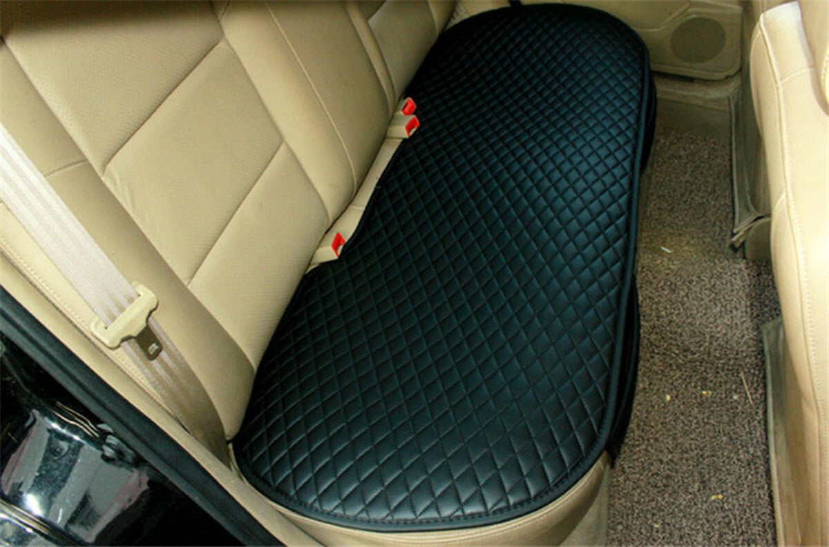 Black PU Leather Car Rear Back Row for Seat Cover Cushion Protector Non-slip Pad Mat