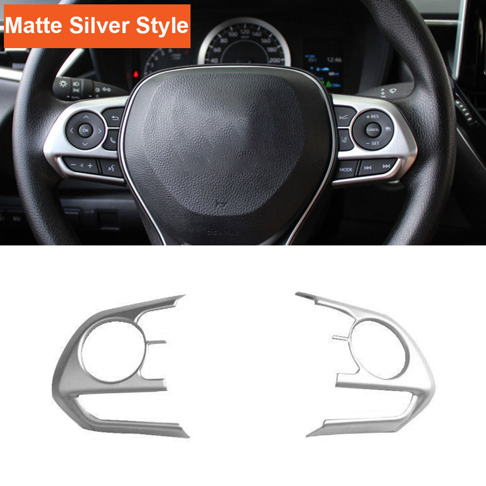 1 Pair Silver Steering Wheel Button Cover Trim For 2019-23 for Toyota Venza Harrier