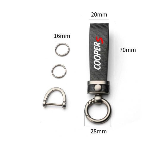 Black leather horseshoe buckle accessory for Audi Q8 car keychain/key ring.