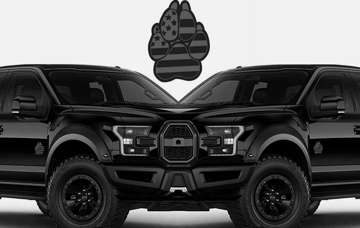Black magnetic dog paw decals for Chevrolet side fender rear boot badges