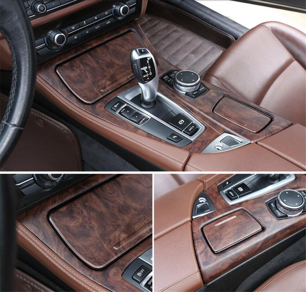 Central Control Gear Shift Panel Trim for BMW 5 Series F10 2011-17 ABS Rose Wood