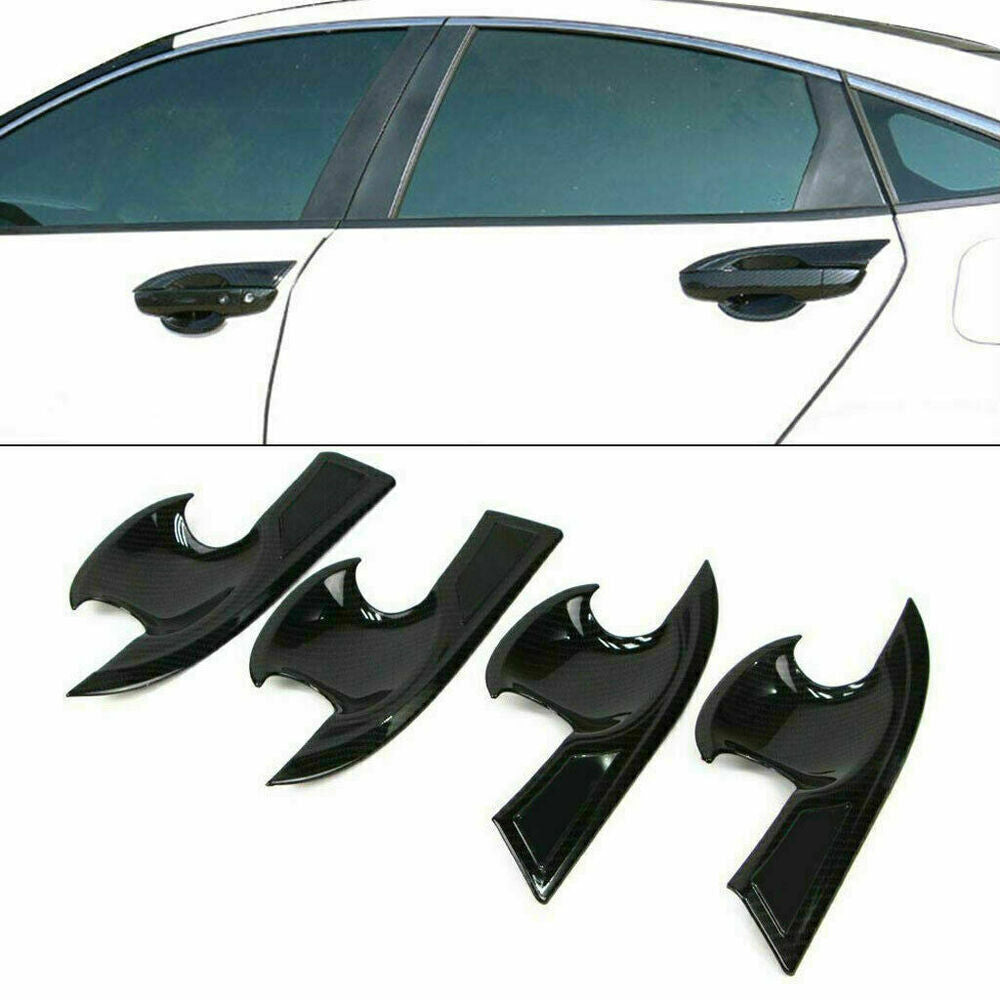 4PCS Carbon Fiber Exterior Door Handle Bowl Cover Trim for Honda for Civic 19-2021