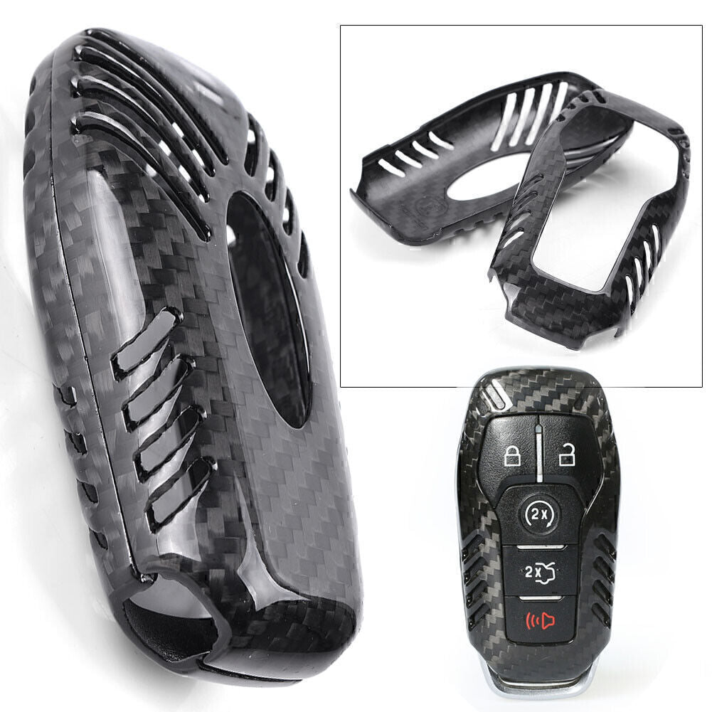 Remote Key Fob Cover Case Fit for Ford for Mustang 2015 2016 key case Carbon Fiber Black