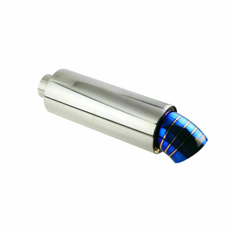 2 2in Inlet 3 Outlet Round High Flow Racing Exhaust Muffler Tip Burnt Blue