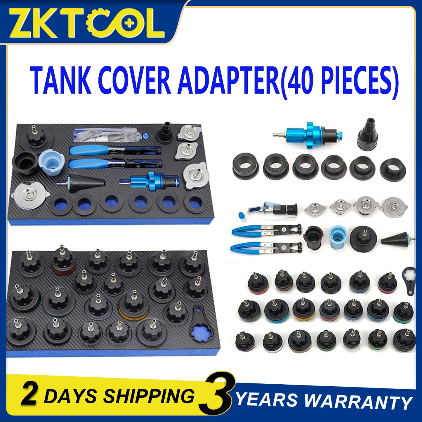 40PCS Coolant System Refiller Pressure Tester Adapter Set Kit