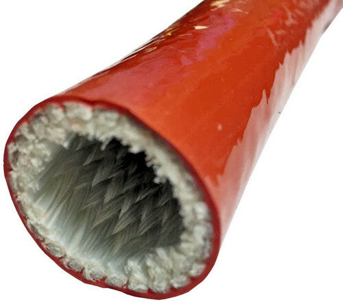 3/4-inch ID x 3-foot long silicone-coated fiberglass thermal and fireproof cover, red