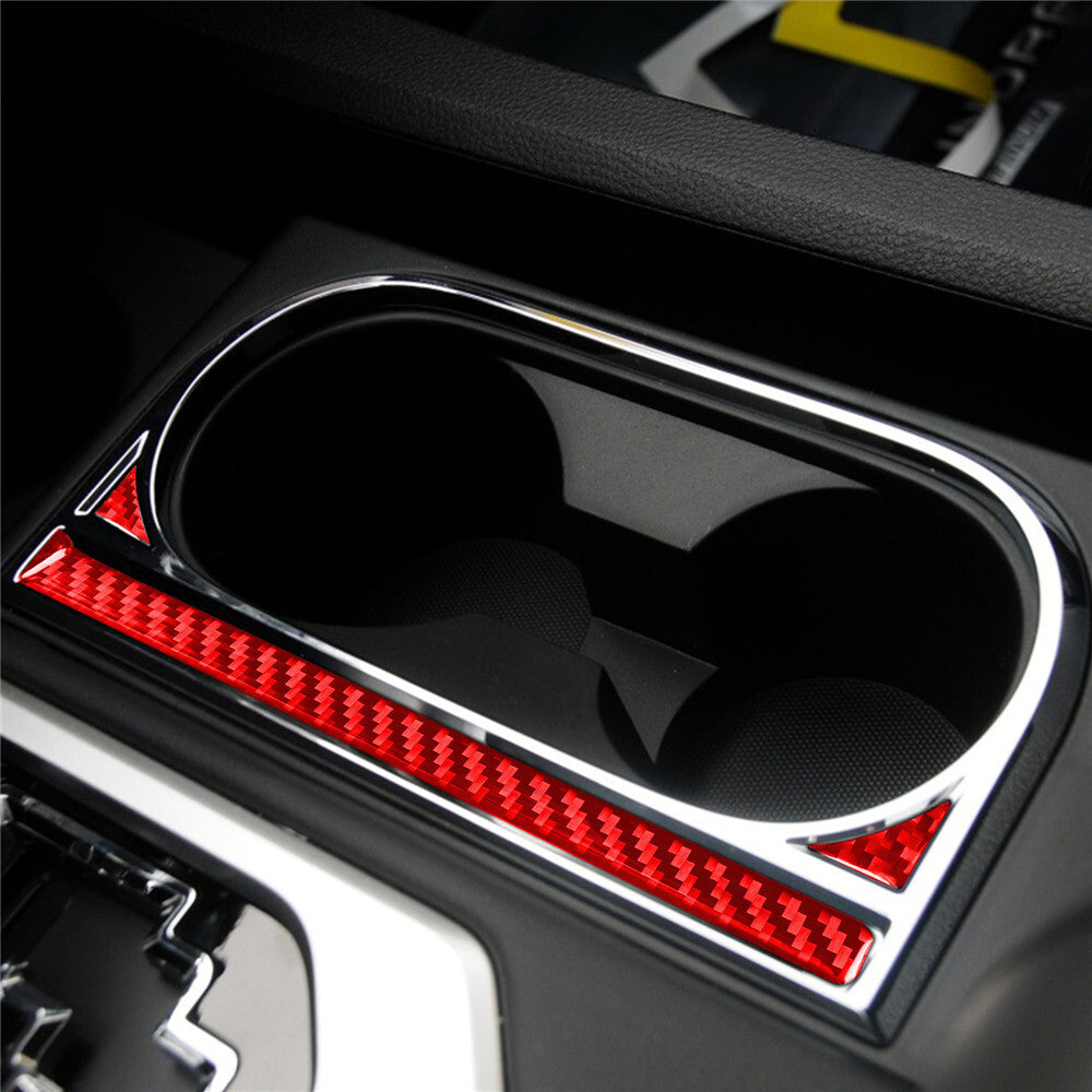 3¡Á Red Carbon Fiber Water Cup Holder Side Decor Trim for T@yota Tundr@ 2014-2021
