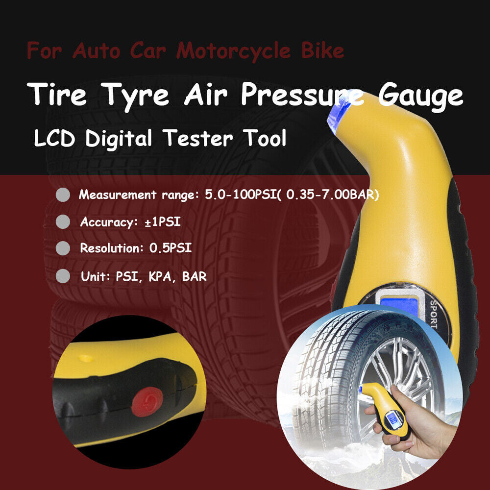 Digital LCD Tire Air PSI Pressure Guage Meter Tester Tyre Gauge For Auto Car