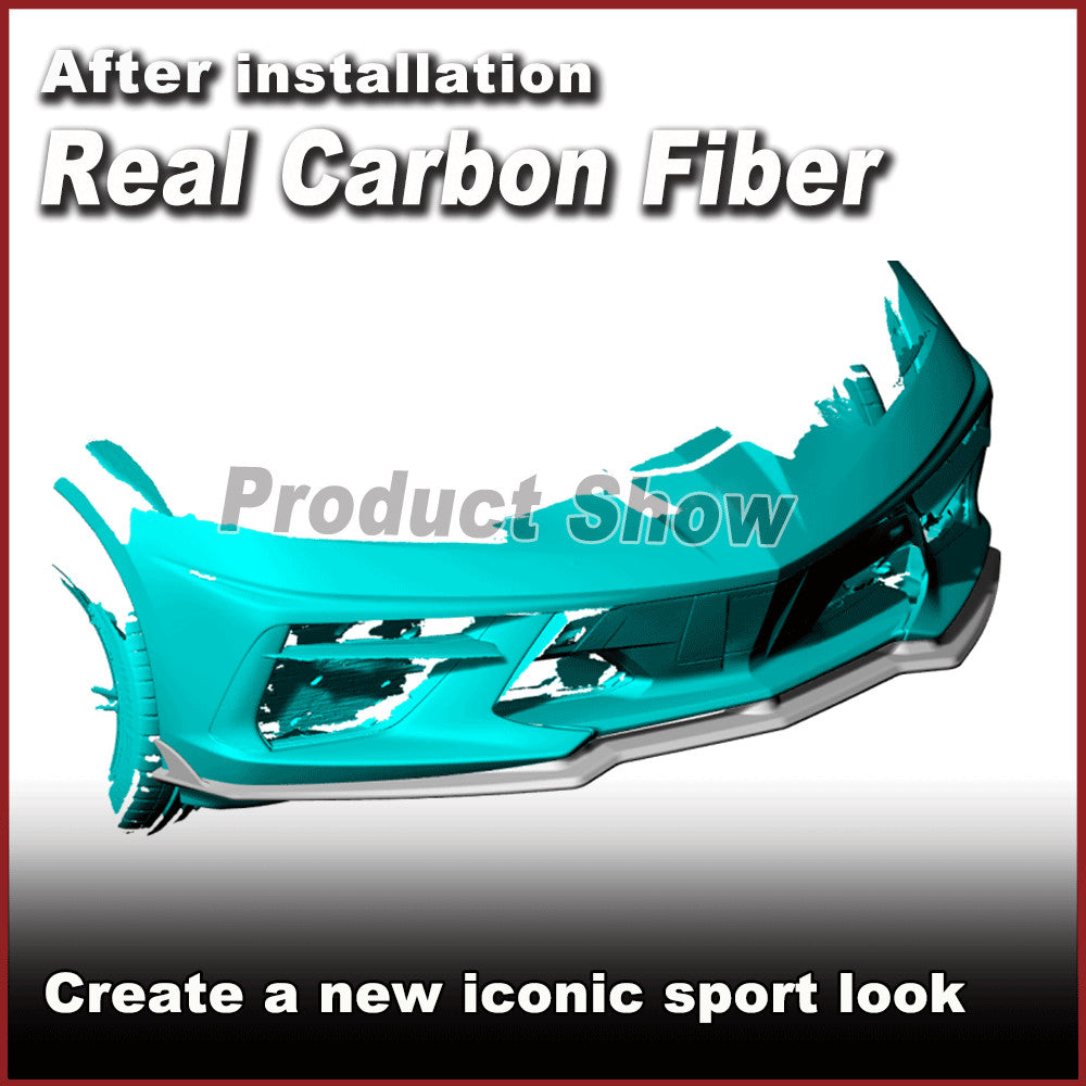 for Chevrolet for Corvette C8 Stingray 2020-22 REAL CARBON Front Bumper Lip Spoiler