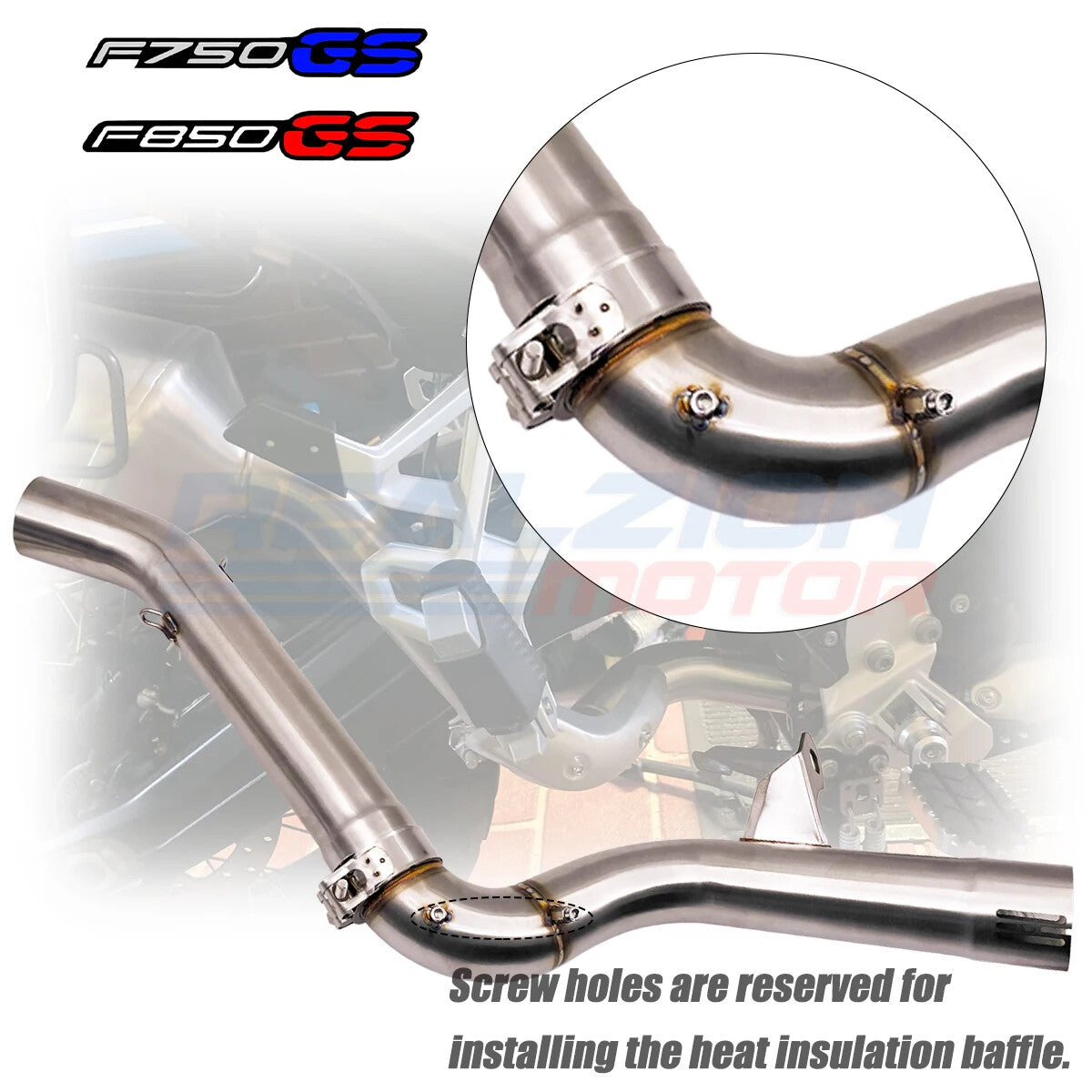 With Anti-Scald Cover Slip-On Link Middle Pipe for BMW F750GS F850GS ADV 2018-22