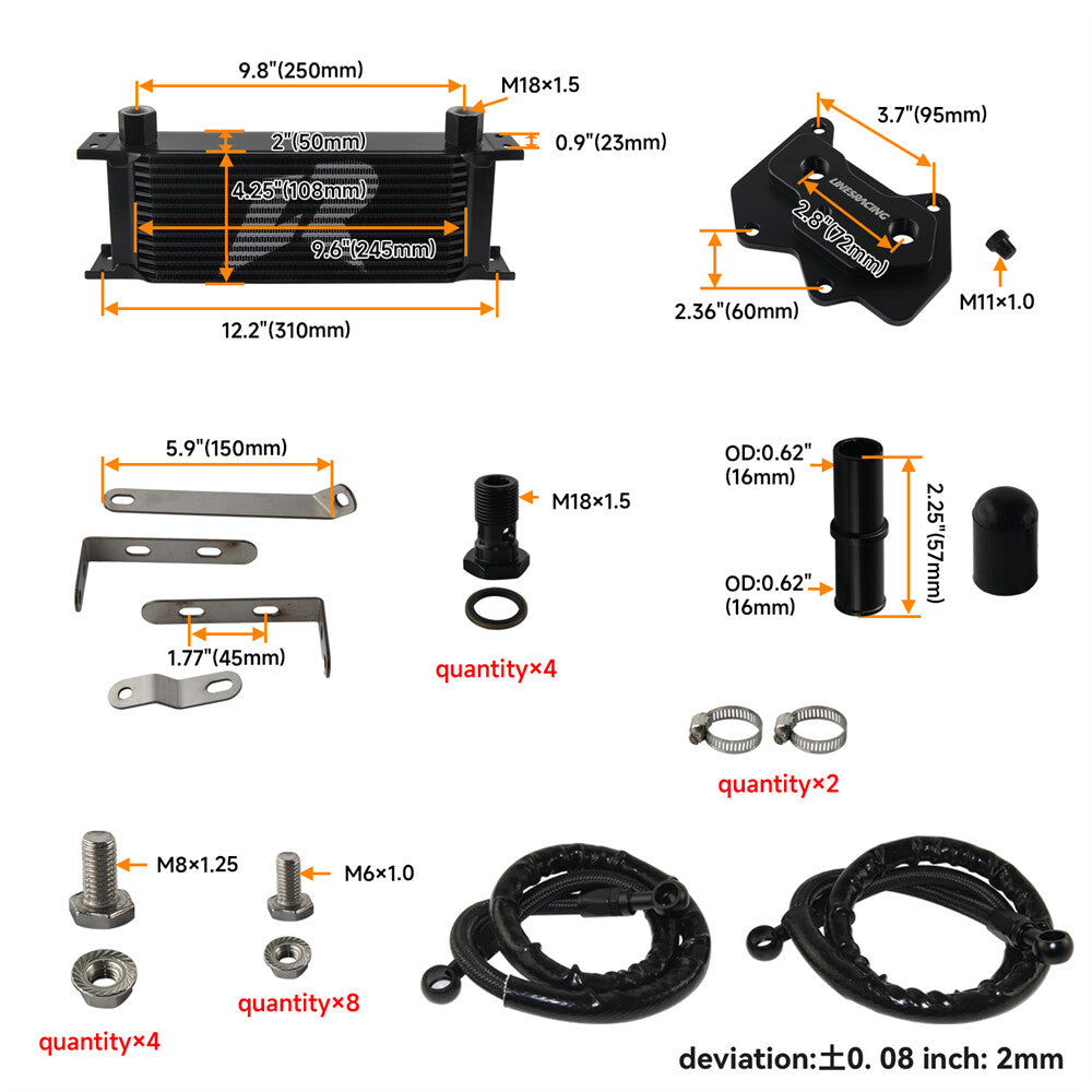 14 Row Oil Cooler Kit for VW for Golf R GTI MK5 MK6 03-08 for AUDI A3/S3 06-08 EA113