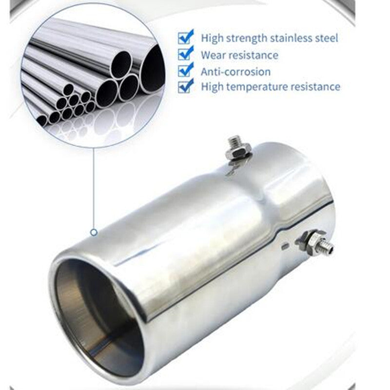 1x 70mm Chrome Stainless Steel Car Round Straight Exhaust Pipe Tail Muffler Tip