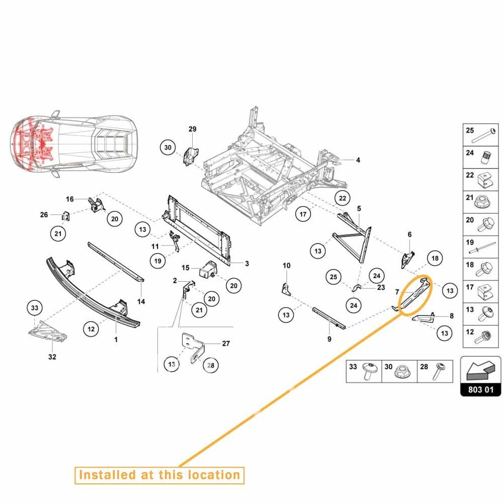Right bracket for Lamborghini for Huracan LP610 - Equipment Manufacturer 4T0805328C