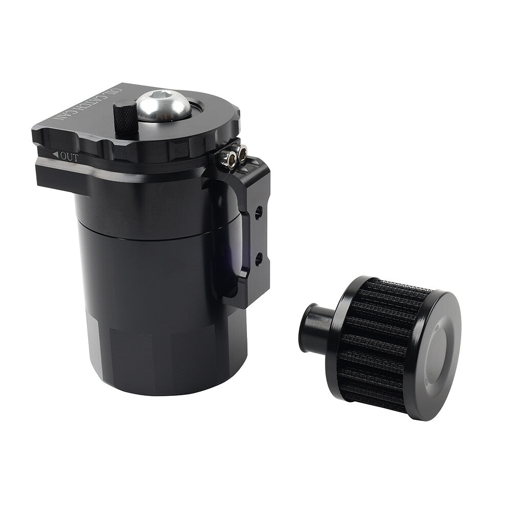 300ml Aluminum Universal Baffled Engine Oil Catch Can Tank Kit W/Breather Filter