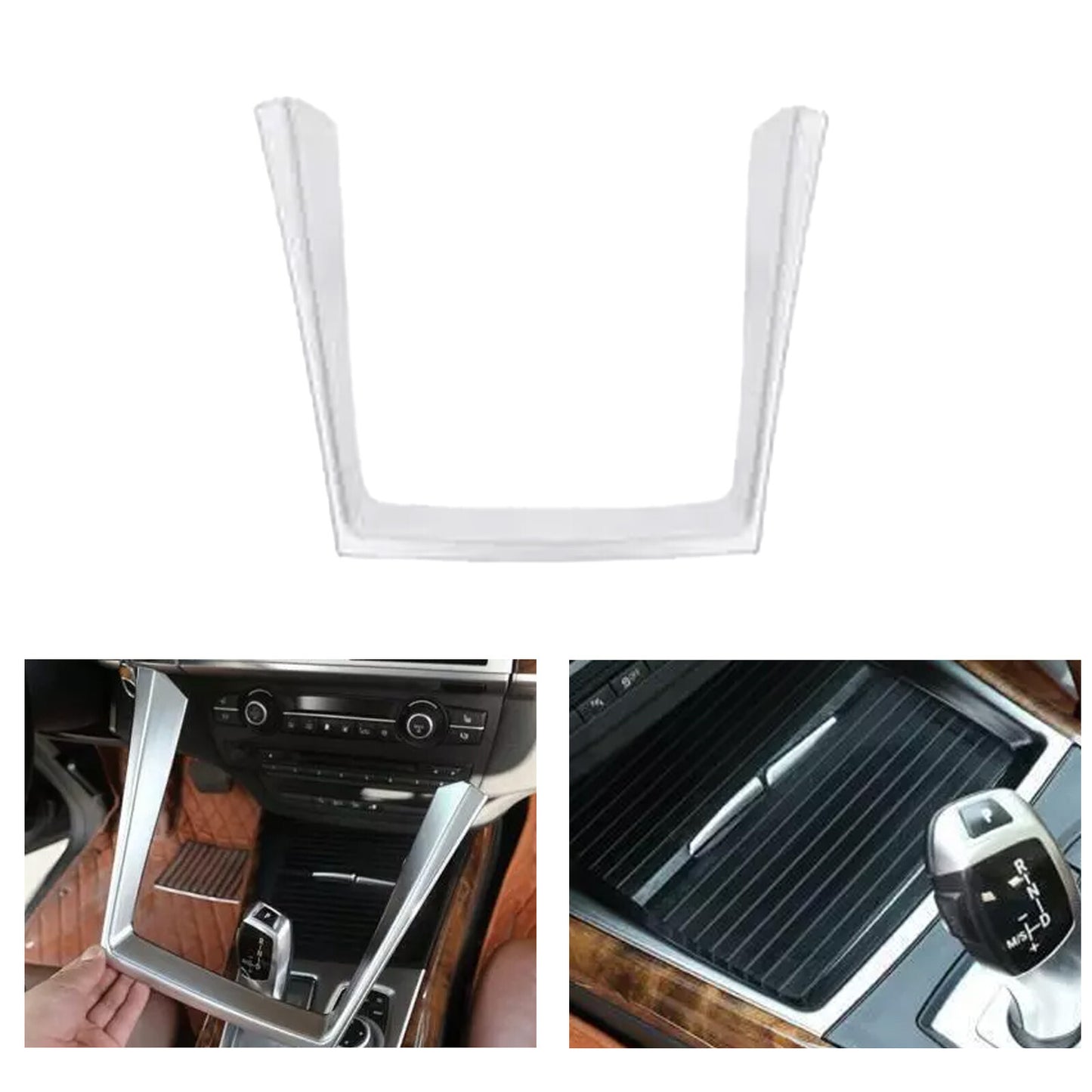 for BMW X5 X6 E70 E71 2008-2013 Water Cup Central Console ABS Silver Cover TriHr