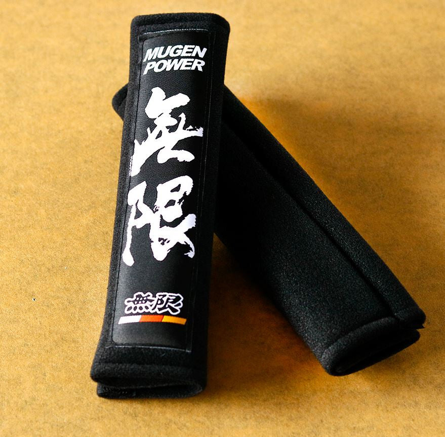 Car seatbelt cover, shoulder strap pad, black Mugen, suitable for Mitsubishi (2 pieces)