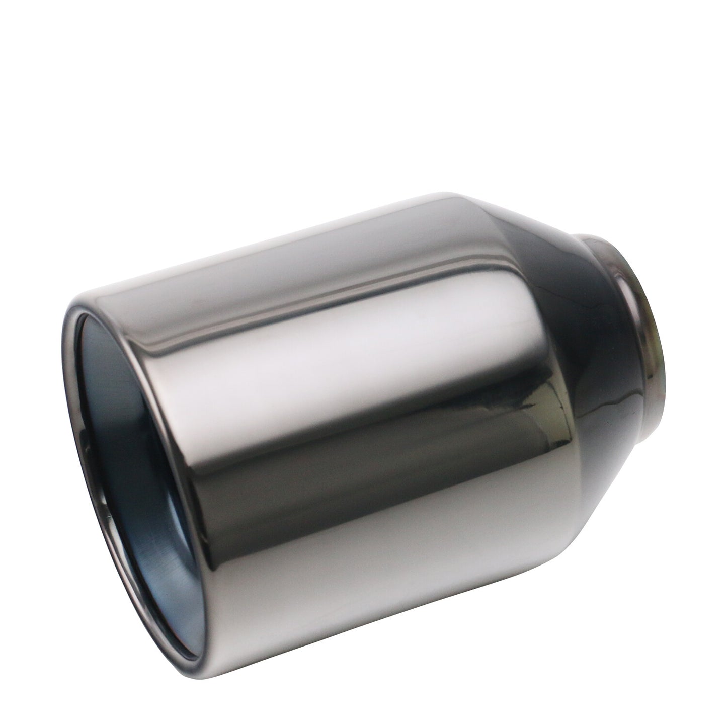 1PC Universal 2.5'' inlet 4.5'' outlet Exhaust End Tips Muffler Black Tip SS 304