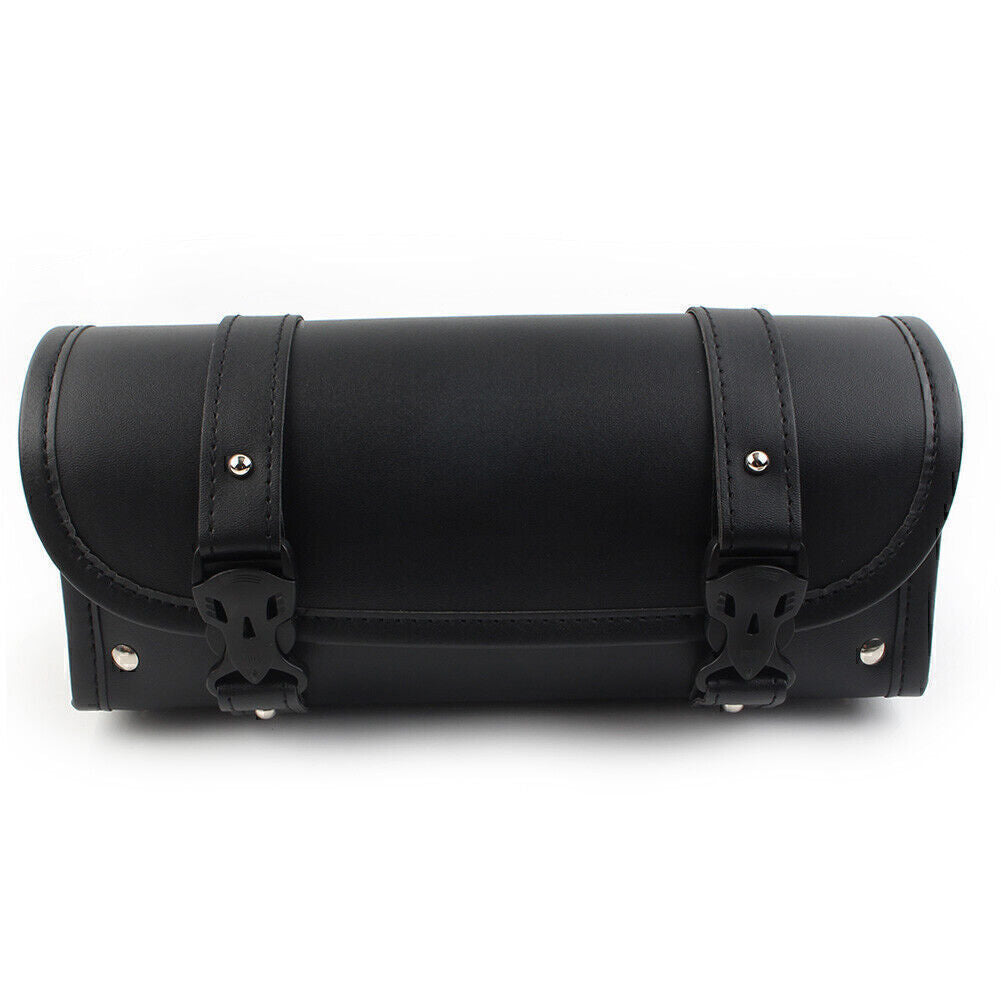 Universal Black PU Leather Motorcycle Side Saddle Bags Storage Fork Tool Pouch