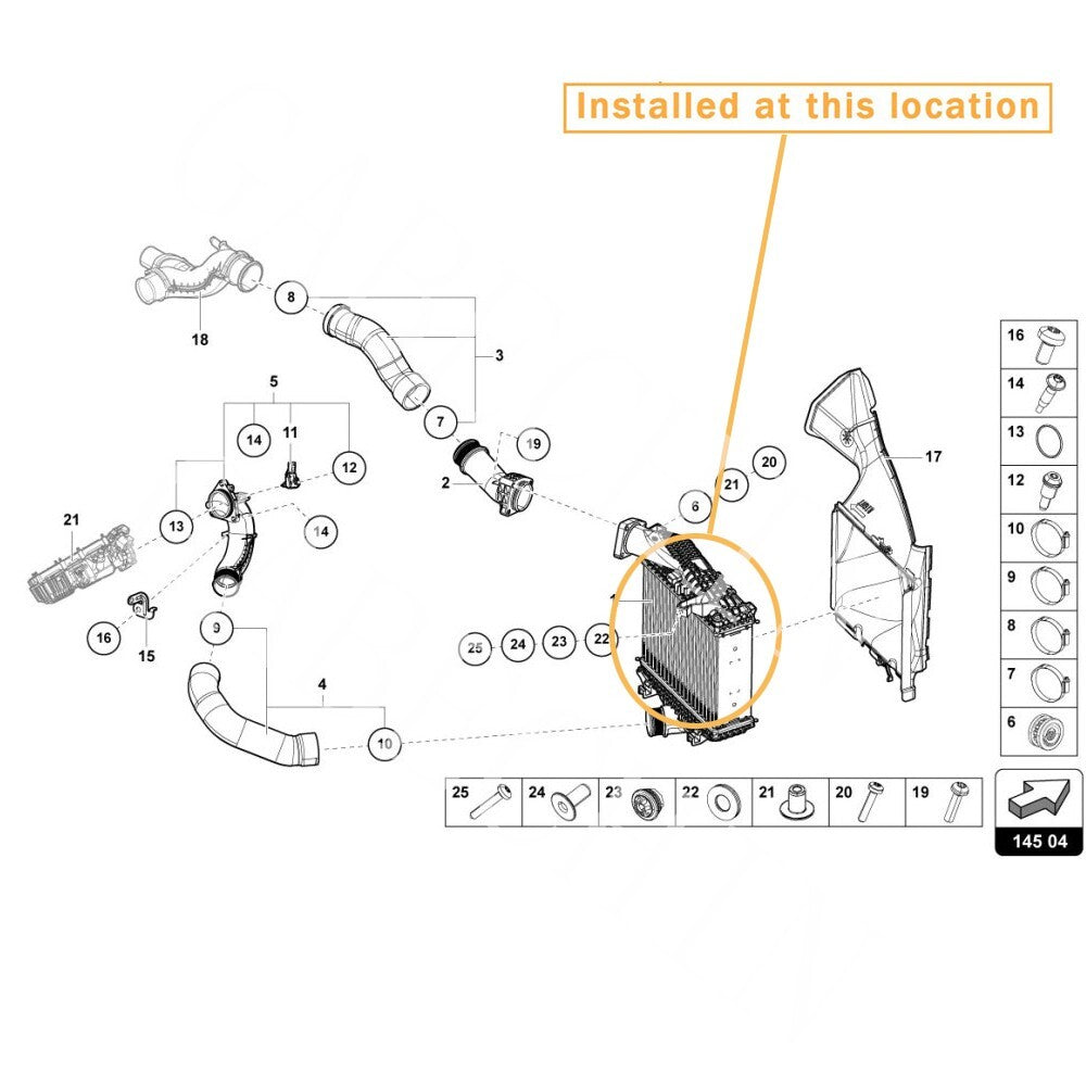 Equipment Manufacturer ( ): 4M0145803AK/804AK- (This refers to a product/service for Lamborghini Urus Rechargeable Air Cooler Radiator Kit)