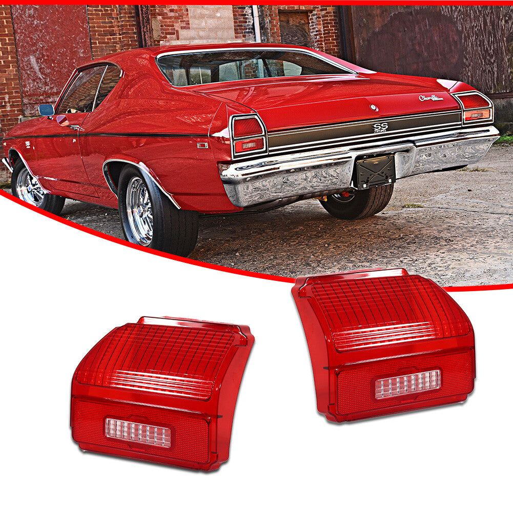 2-Piece Rear Taillight Housing Kit in Red for Chevrolet Chevelle Malibu 1969