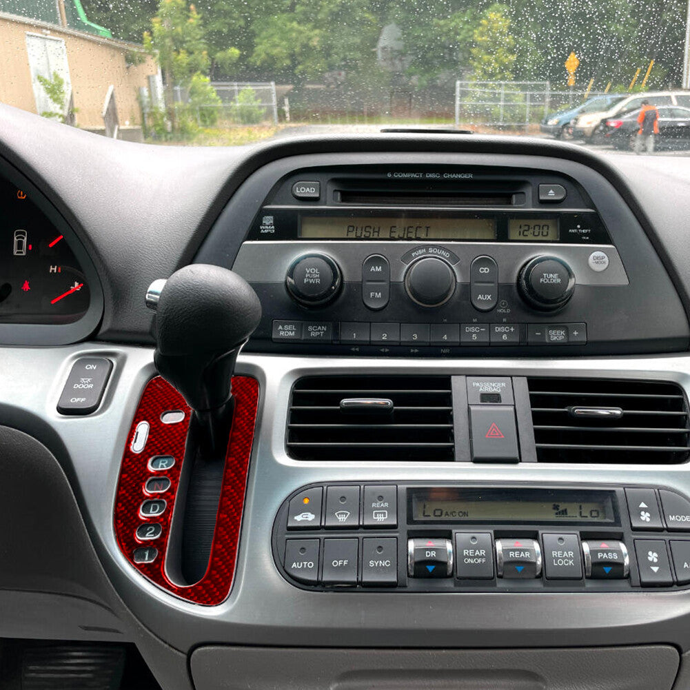 Red Carbon Fiber Interior Gear Shift Panel Cover Trim for Honda Odyssey 2005-10