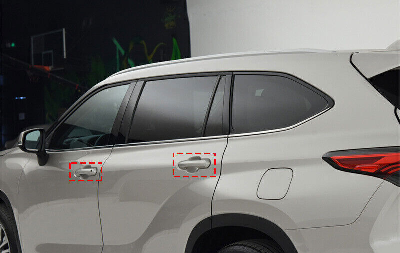Carbon Fiber Look Side for Smart Door Handle for Toyota Highlander 20-24 Cover Trim