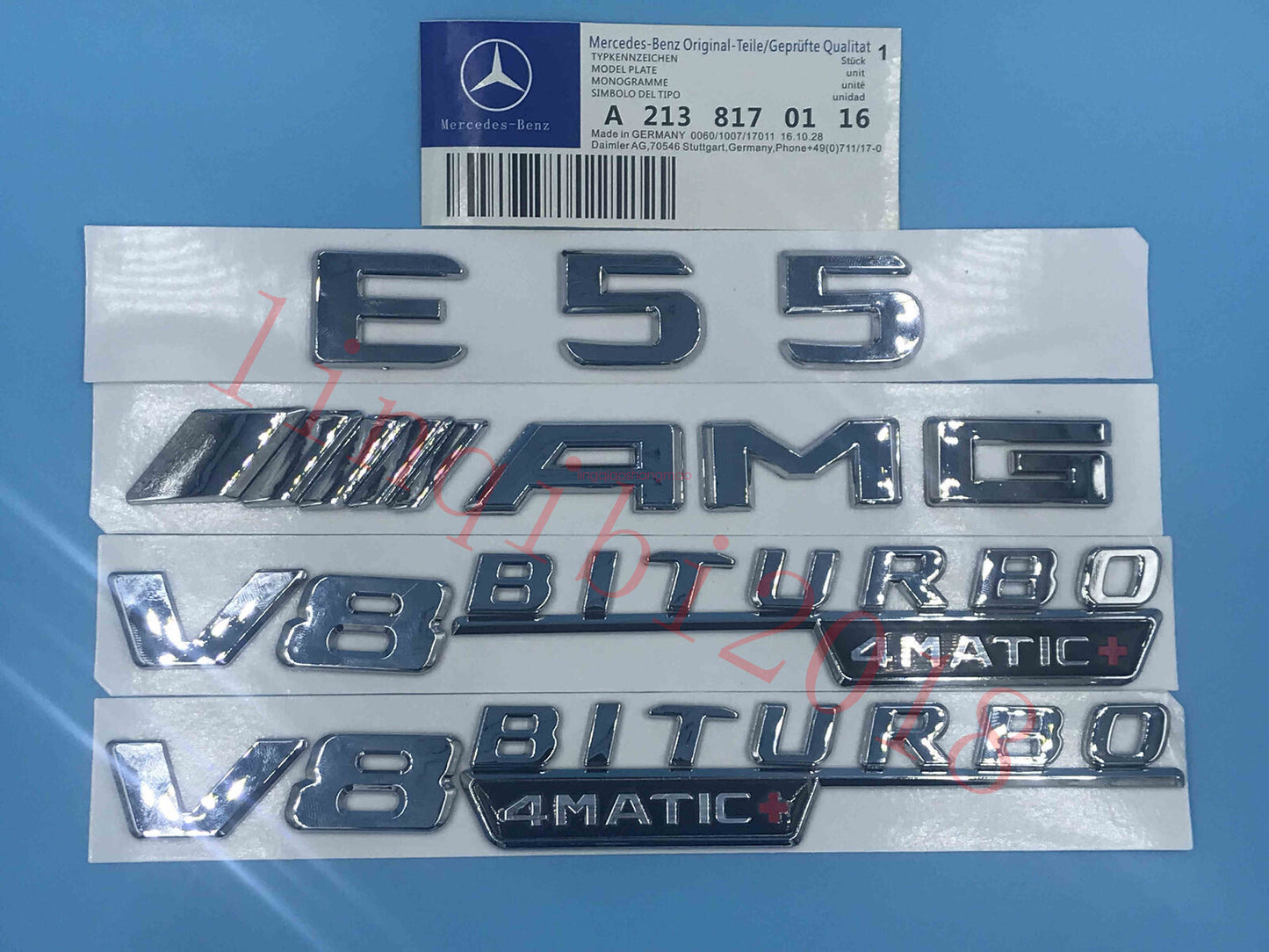 Flat-bottomed E55 AMG V8 BITURBO Trunk Embl badge sticker for Mercedes-Benz