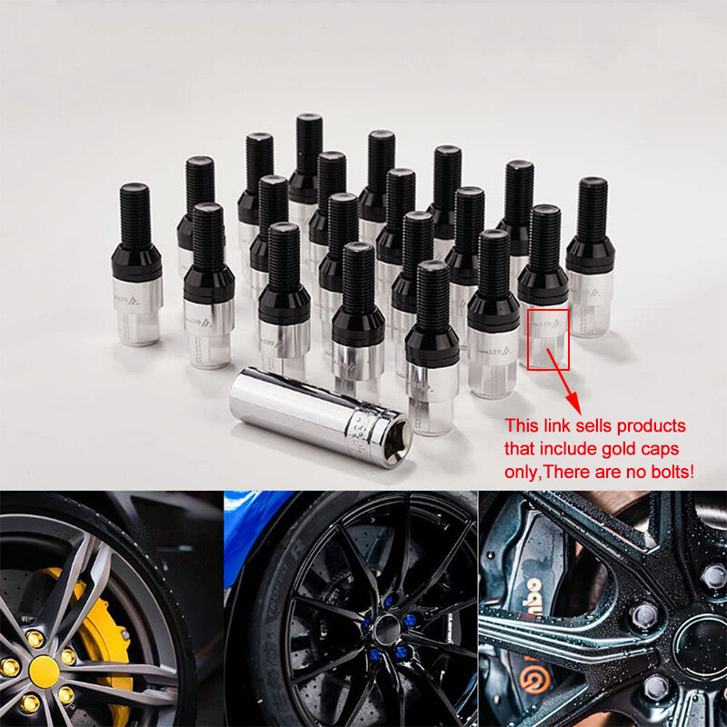 20-piece silver wheel lug bolt set, replacement caps 28mm, suitable for most aftermarket applications.