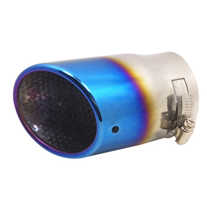 Car 87mm Tip Muffler Stainless Steel Exhaust Pipe Roasted Blue Tail Throat 1Pcs