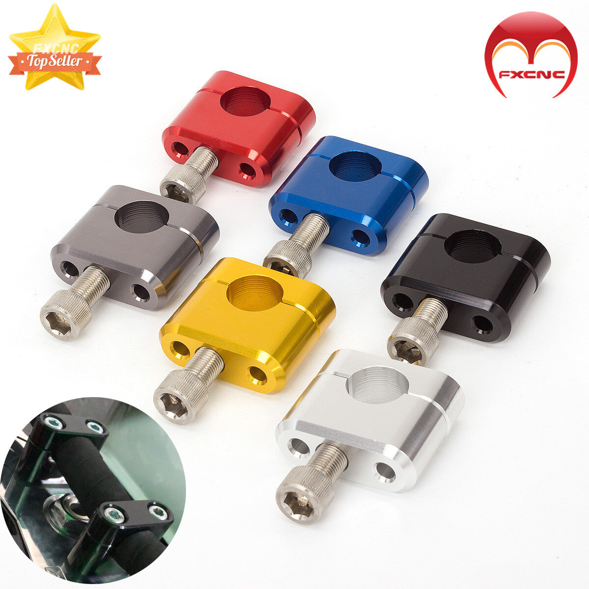 HandleBar Fat Bar Mounting Clip Riser Adapter 7/8 inch 22 mm for Off-Road Bikes and All-Terrain Vehicles