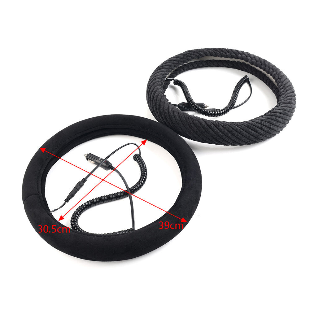 Heated Steering Wheel Cover Tangle Design Heating Hand Warmer 14.5-15.5in