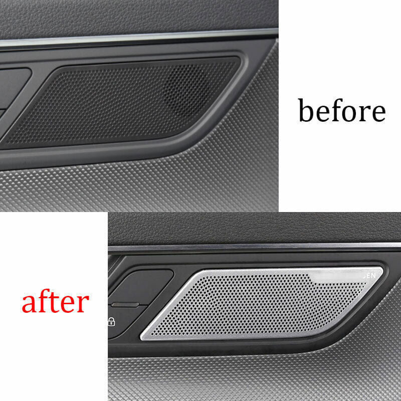 Fit for Audi A6 A7 2019-2024 Silver Steel Door Speaker Bezel Frame Cover Trim 2P