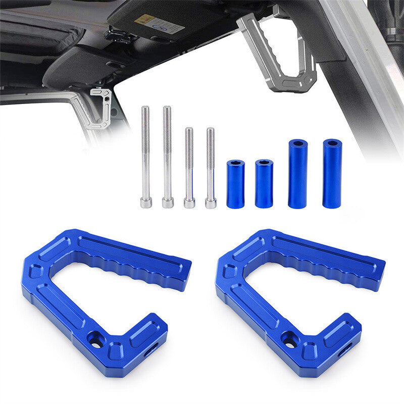 Blue Front Rear Grab Handles Kit Aluminum Grab Bar for 07-18 JK for Jeep for Wrangler