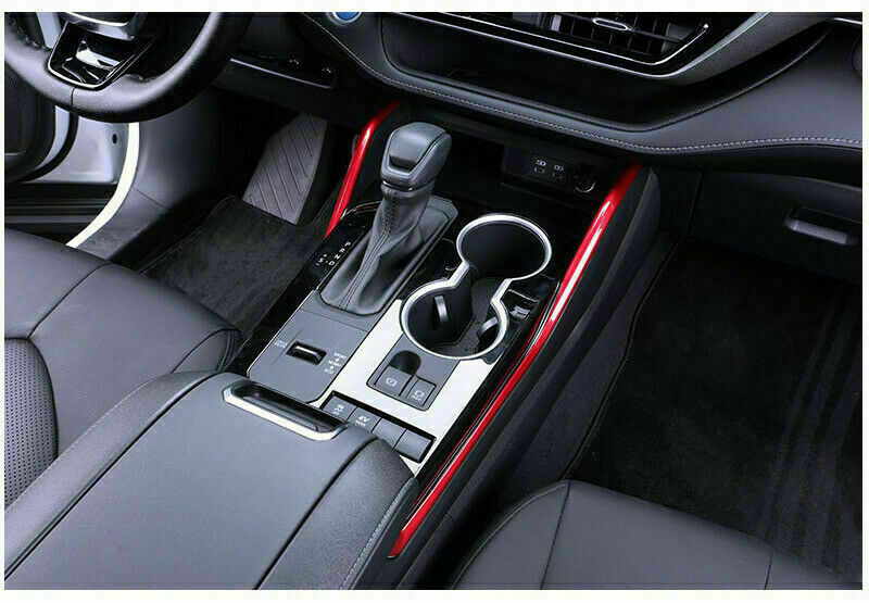 ABS Red Gear Shift Box Panel Side Trim Strips for Toyota Highlander 2020-2023