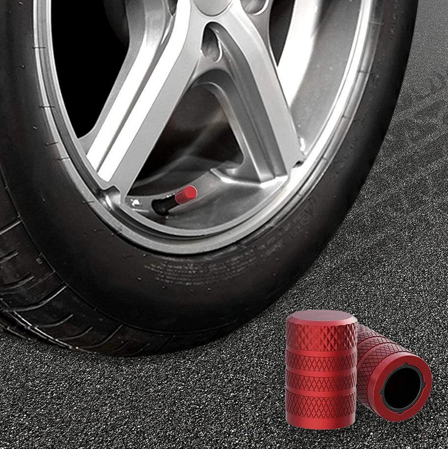 4-piece car tire valve cover rod air dust cover premium metal blue and white modern