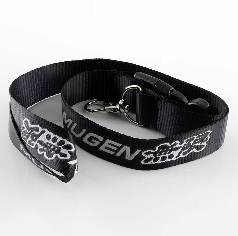 Car keychain, key ring, badge, lanyard, neck strap, black Mugen, suitable for Nissan .