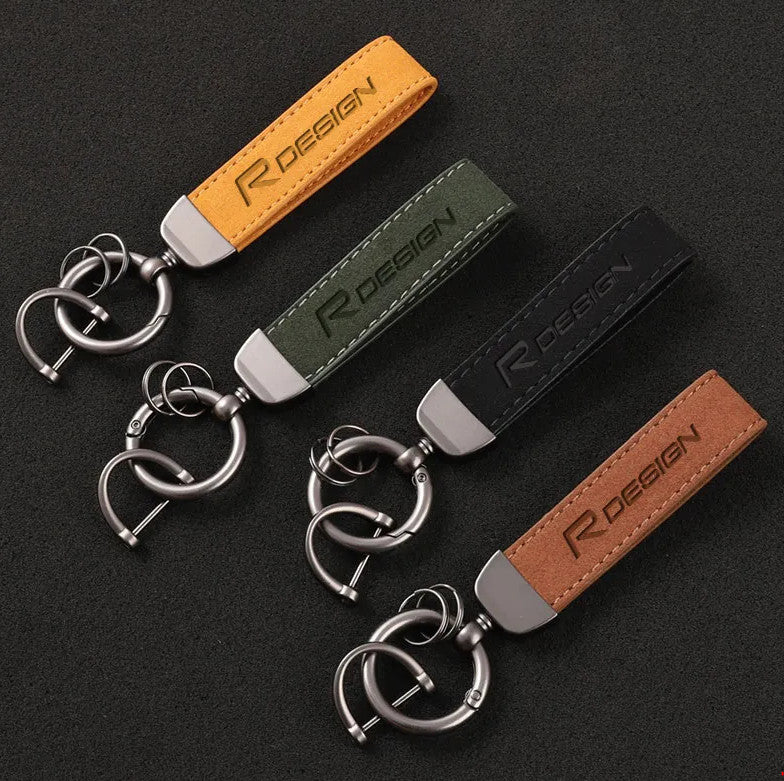 Suitable for Volvo R design car keychain, automatic key ring, suede accessory, gift, white